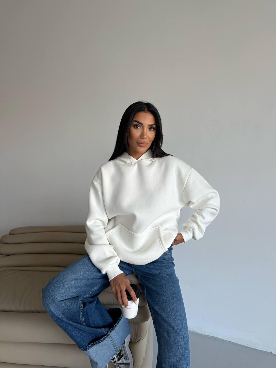 بليزر مع زمة وأزرار عند الخصر باللون البني (copy)