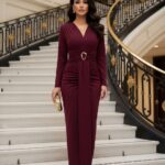 بليزر مع زمة وأزرار عند الخصر باللون البني (copy)