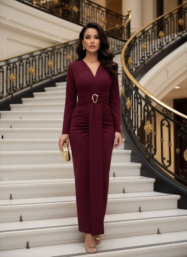 بليزر مع زمة وأزرار عند الخصر باللون البني (copy)