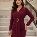 بليزر مع زمة وأزرار عند الخصر باللون البني (copy)