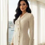 بليزر مع زمة وأزرار عند الخصر باللون البني (copy)