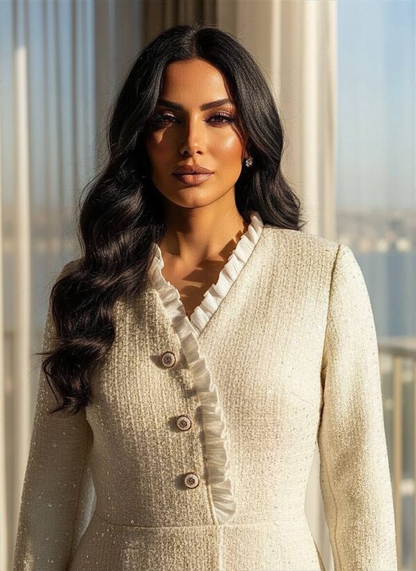 بليزر مع زمة وأزرار عند الخصر باللون البني (copy)