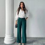 بليزر مع زمة وأزرار عند الخصر باللون البني (copy)