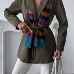 بليزر باللون الزيتي مع رباط على الخصر