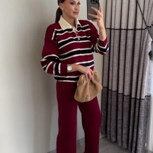 بليزر مع زمة وأزرار عند الخصر باللون البني (copy)