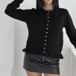 بليزر مع زمة وأزرار عند الخصر باللون البني (copy)