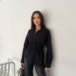 بنطلون قماش باللون البيج قصة زارا