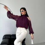 بنطلون قماش باللون البيج قصة زارا