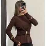 بنطلون قماش باللون البيج قصة زارا