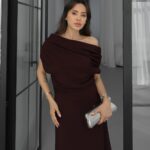 فستان احمر دانتيل الخصر