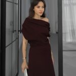 فستان احمر دانتيل الخصر